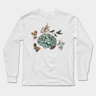 human brain flowers leaves Long Sleeve T-Shirt